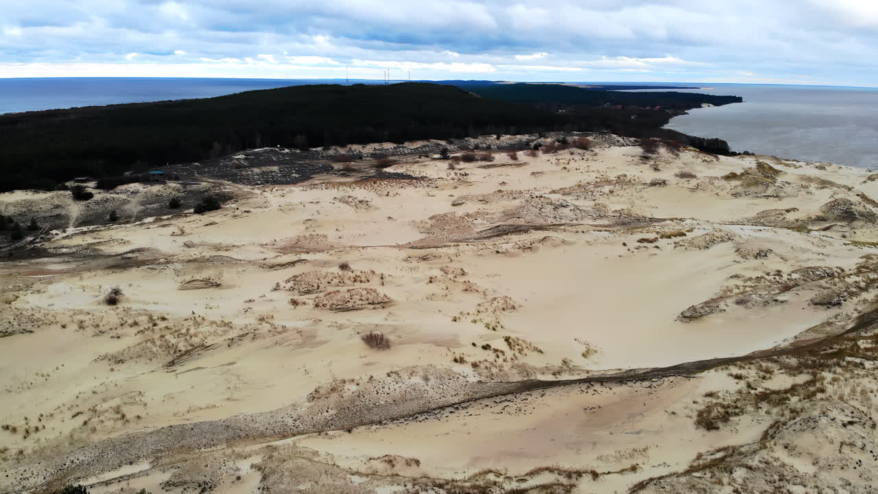 Aerial View of Sand Dunes by the Sea
