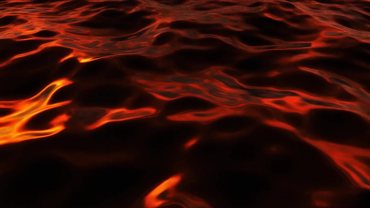 Superficie Liquida Astratta con Riflessi Arancioni e Rossi Luminosi