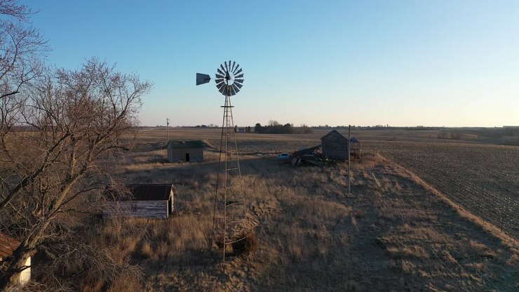 Abandoned Farmland with Windmill
