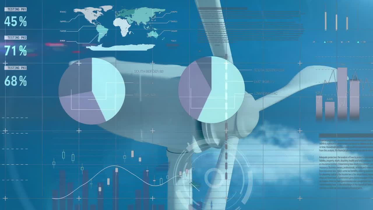 풍력 터빈에 대한 통계 및 데이터 처리 애니메이션