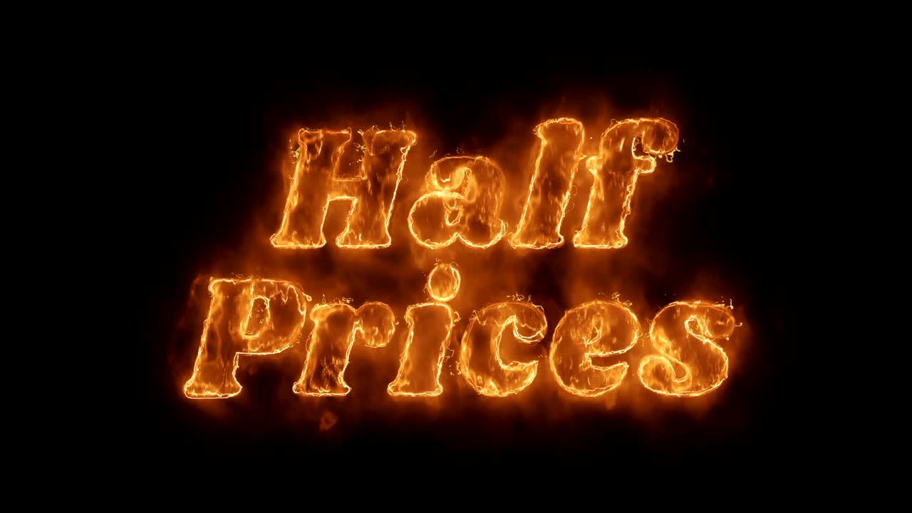 la mitad de los precios de la palabra animada caliente quema el círculo de llamas de fuego realista.