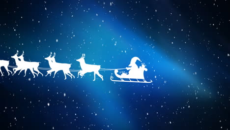 santa claus in sleigh pulled by reindeers