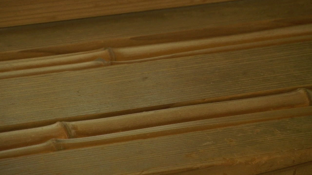 Shelf with inlaid bamboo in a Japanese teahouse