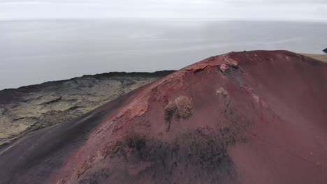 Aerial-of-red-Eldfell-vulcano-on-Heimaey-island-in-iceland