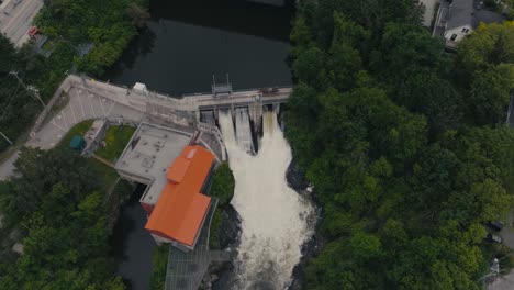 Aerial-View-Of-Centrale-Frontenac-Power-Station-In-Rue-Frontenac,-Sherbrooke,-Quebec-Canada