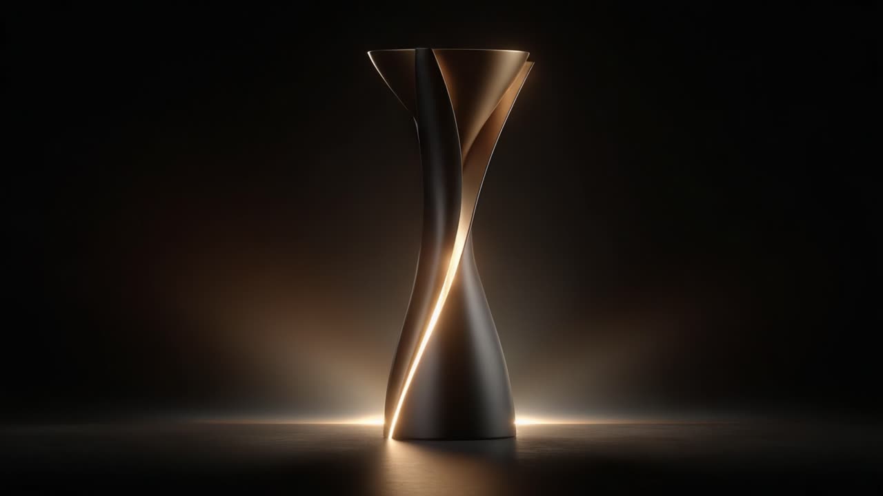 A Stunning Modern Hourglass-Shaped Lamp Exuding Elegance and Style, Illuminated by Soft Warm Glow, Perfect for Enhancing Contemporary Interior Design Aesthetics