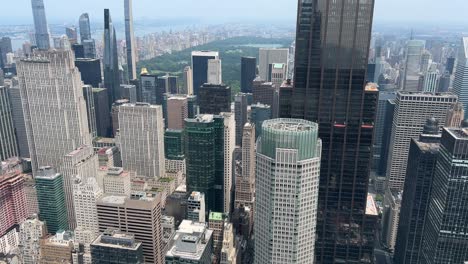 aerial video shows nycs stunning skyline and iconic skyscrapers this aerial video highlights nycs skyline featuring a prominent skyscraper it presents stunning views from rockefeller center showing the citys architectural beauty