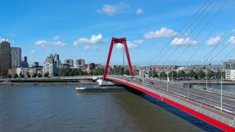 cargo ship aerial willemsbrug rotterdam netherland