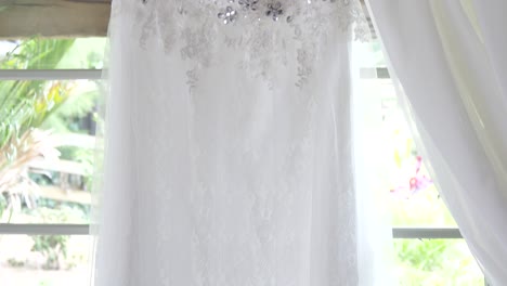 wide shot of  bride - bridemaid wedding dress