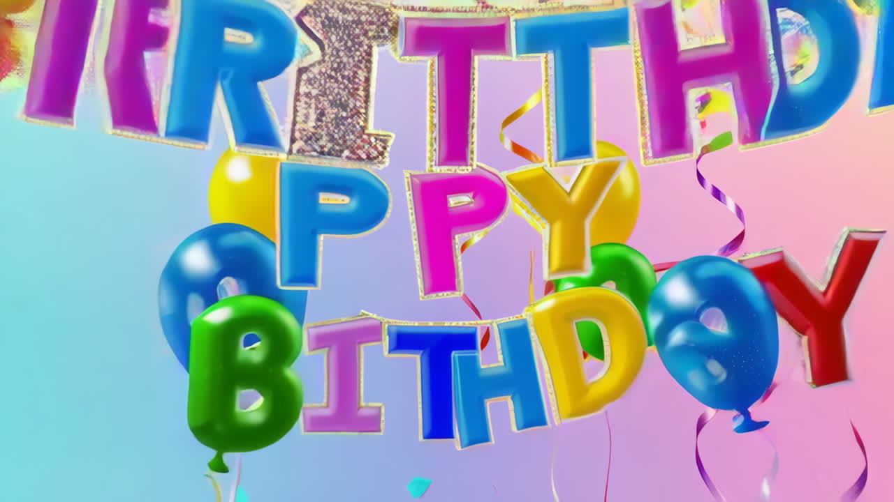 pastel de cumpleaños con globos y velas