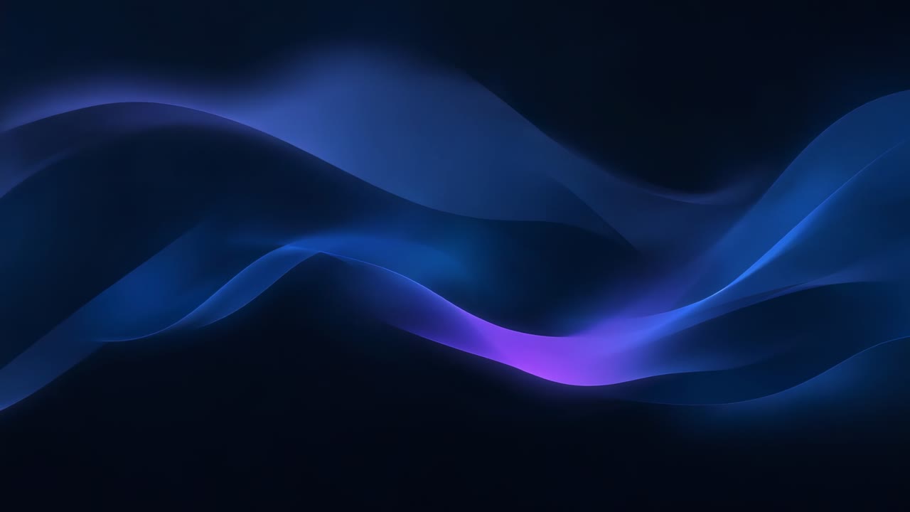 Animation starting, sheer ribbons undulating across dark navy wallpaper with soft glows shifting