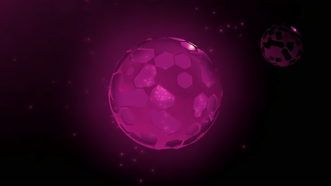 dynamic rotating sci-fi orbs in pink color emitting particles into surrounding enviroment