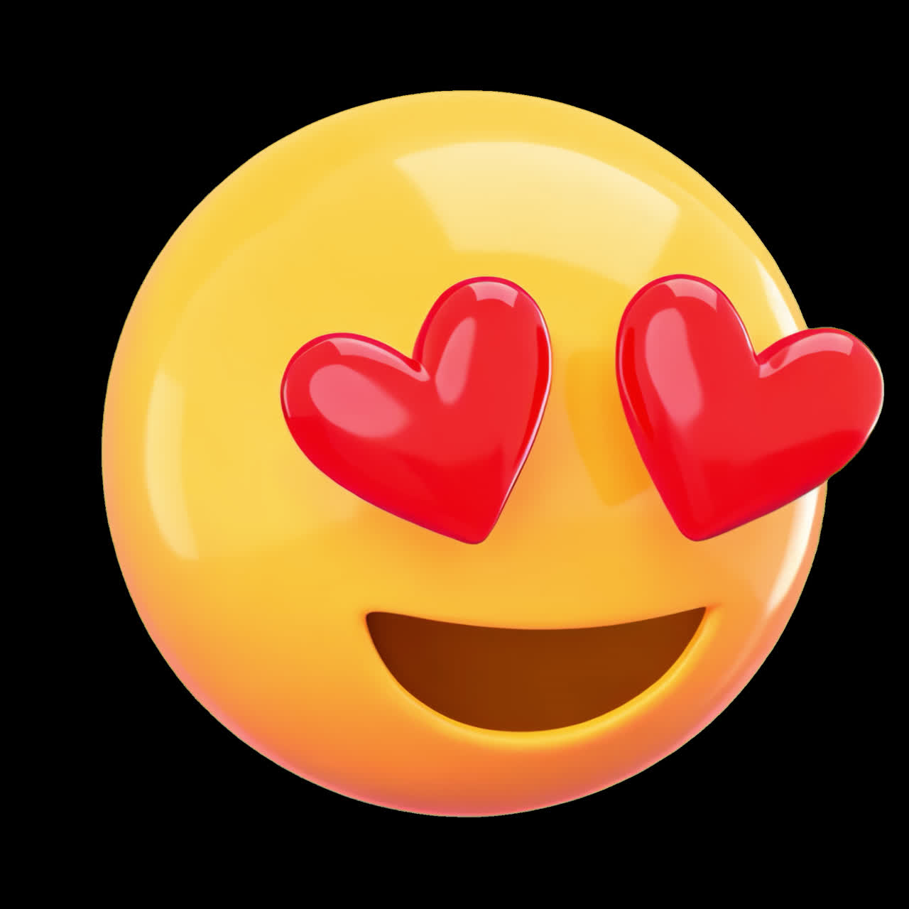Animazione isolata di emoji con occhi a cuore, video 4K trasparente, canale alfa, ProRes 4444