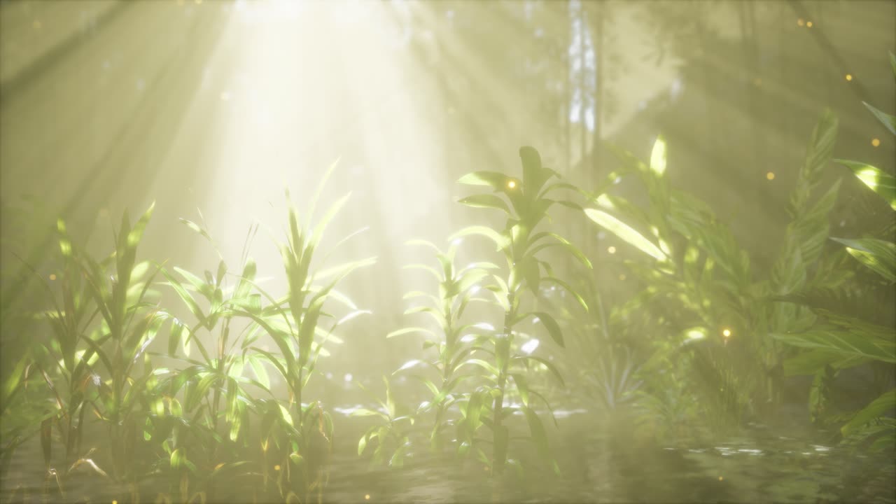 여름날 이른 아침 에 강 위 에 안개 가