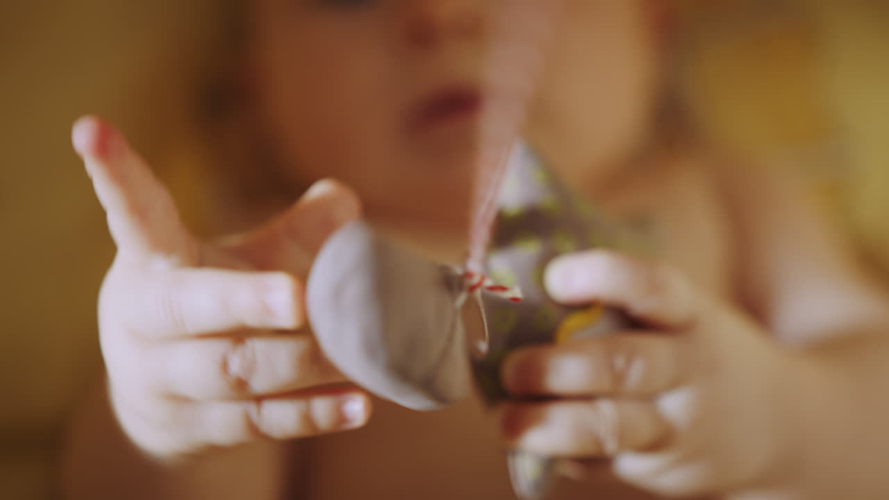 아기 가 부드러운 천 장난감 으로 놀고 있다