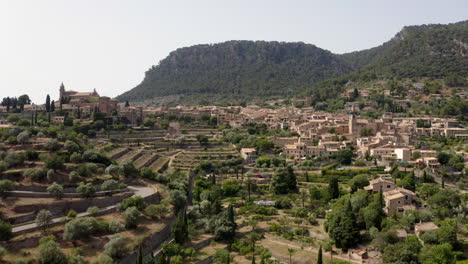 historical valldemossa village with charterhouse, mallorca countryside