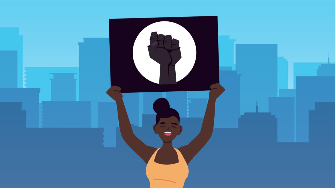 Woman Holding a Protest Sign