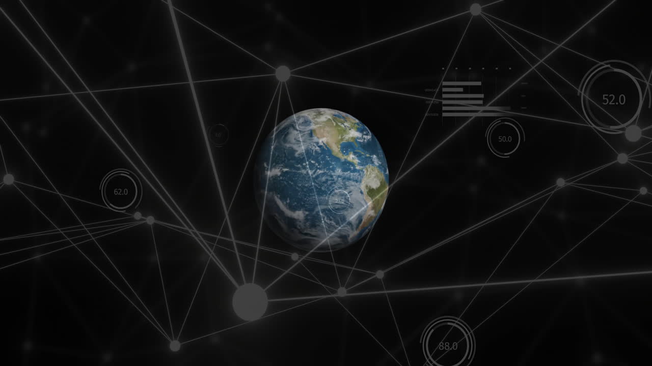 анимация сети соединений по всему миру