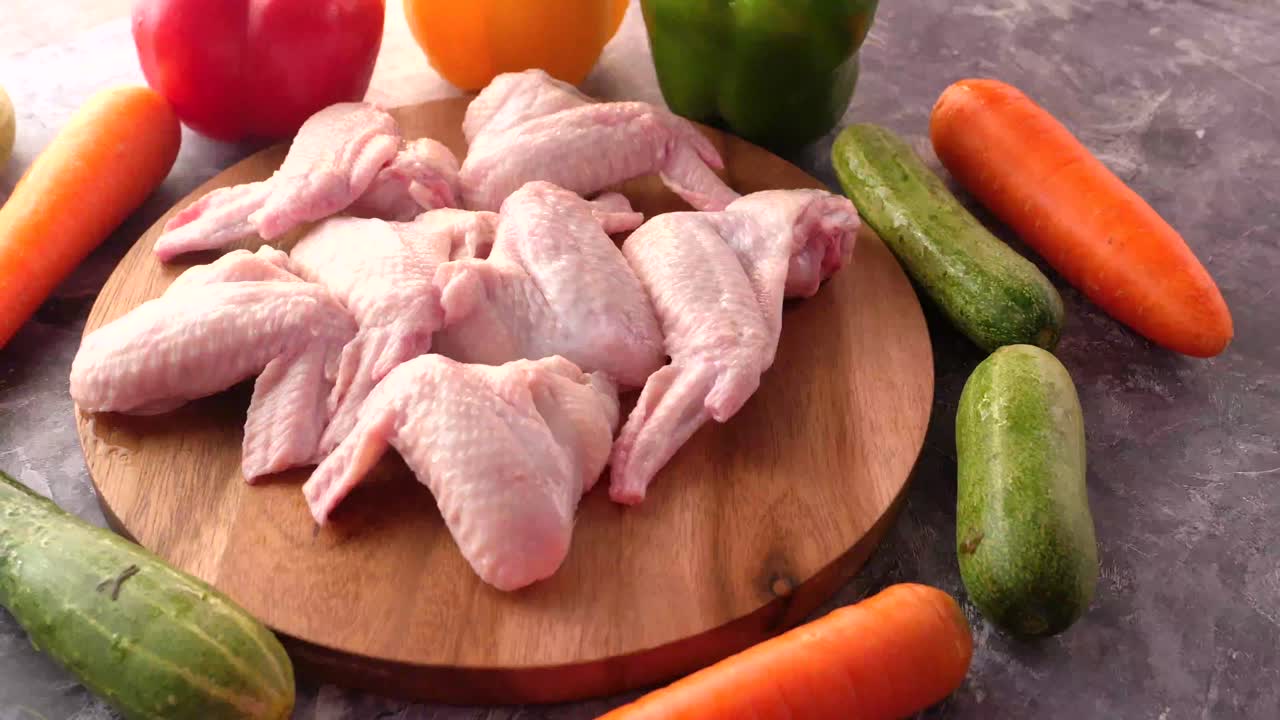 alas de pollo crudas con verduras