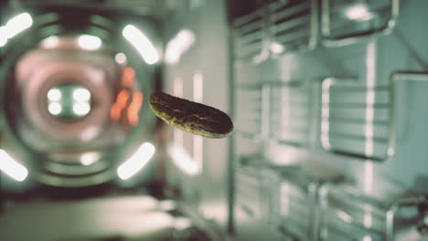 marinated pickled cucumber floating in internation space station