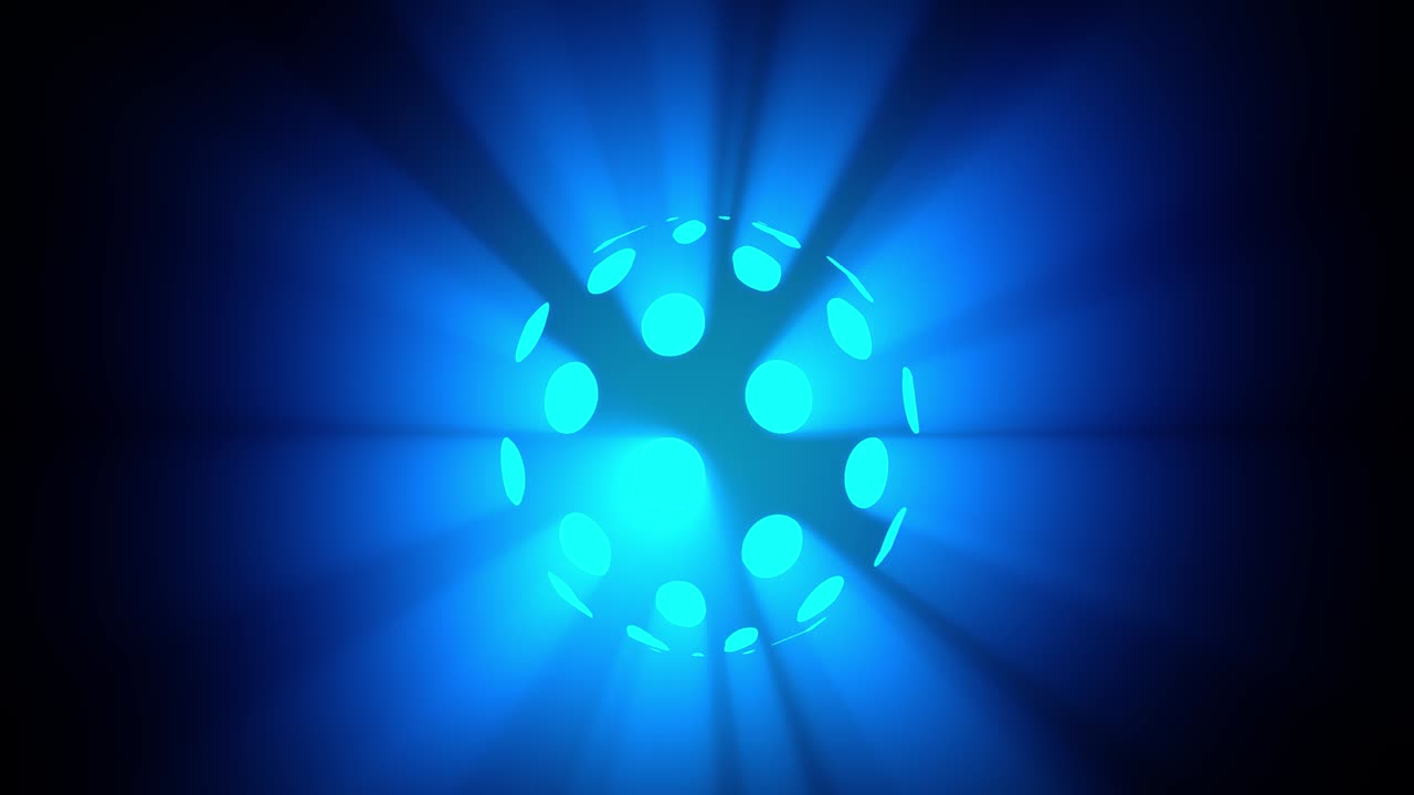 4k Resolution Blue Shine Ball in a light patterns
