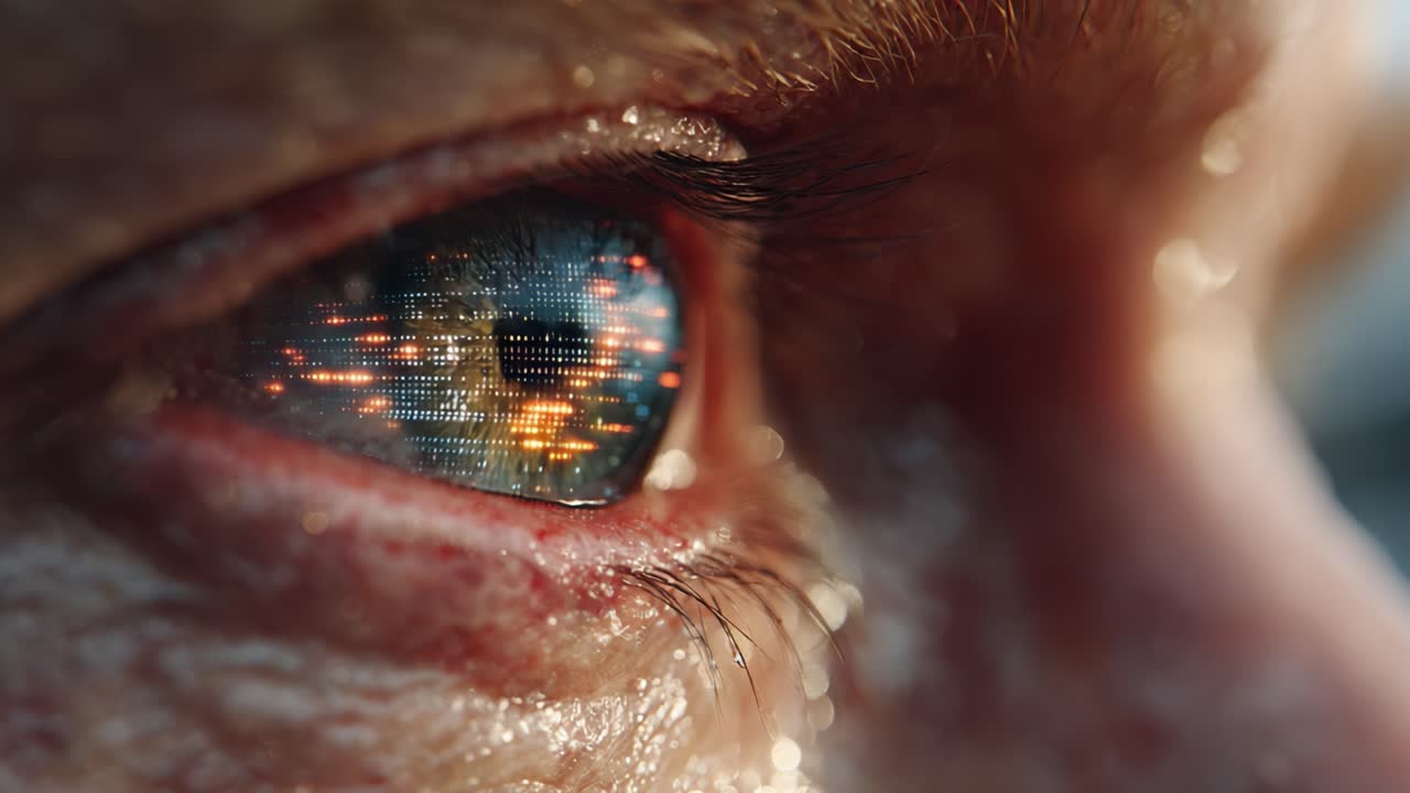 A Close-Up Reflection of Digital Environments in an Eye Capturing the Fusion of Human Emotion and Technological Intricacies, Highlighting a Vivid Connection to the World