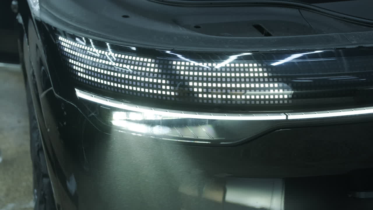 Close-up of a car's LED headlight