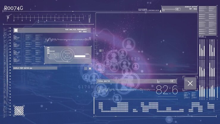 Animation of data processing and scanning on screen