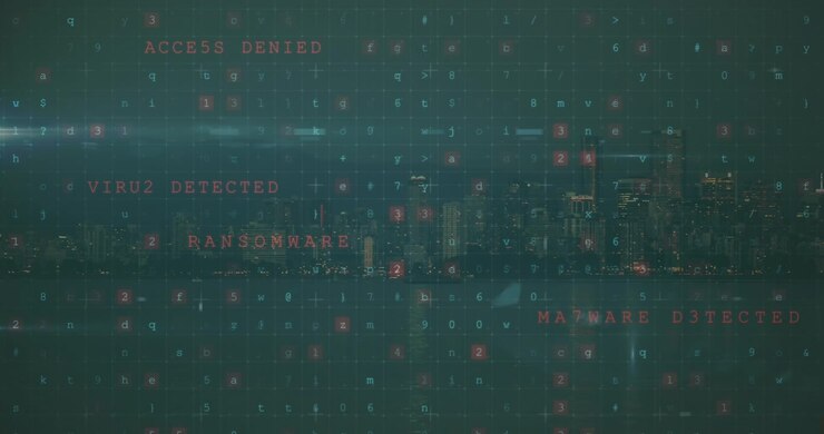 Animation of data processing over cityscape