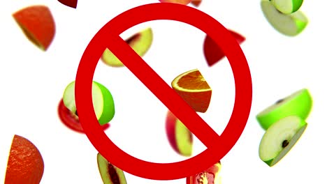 fruits in prohibition sign