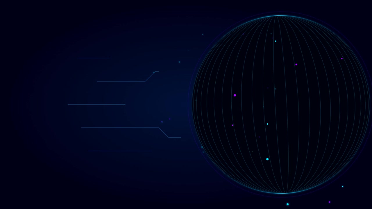 Digital Globe Animation with Abstract Data Lines and Glowing Nodes