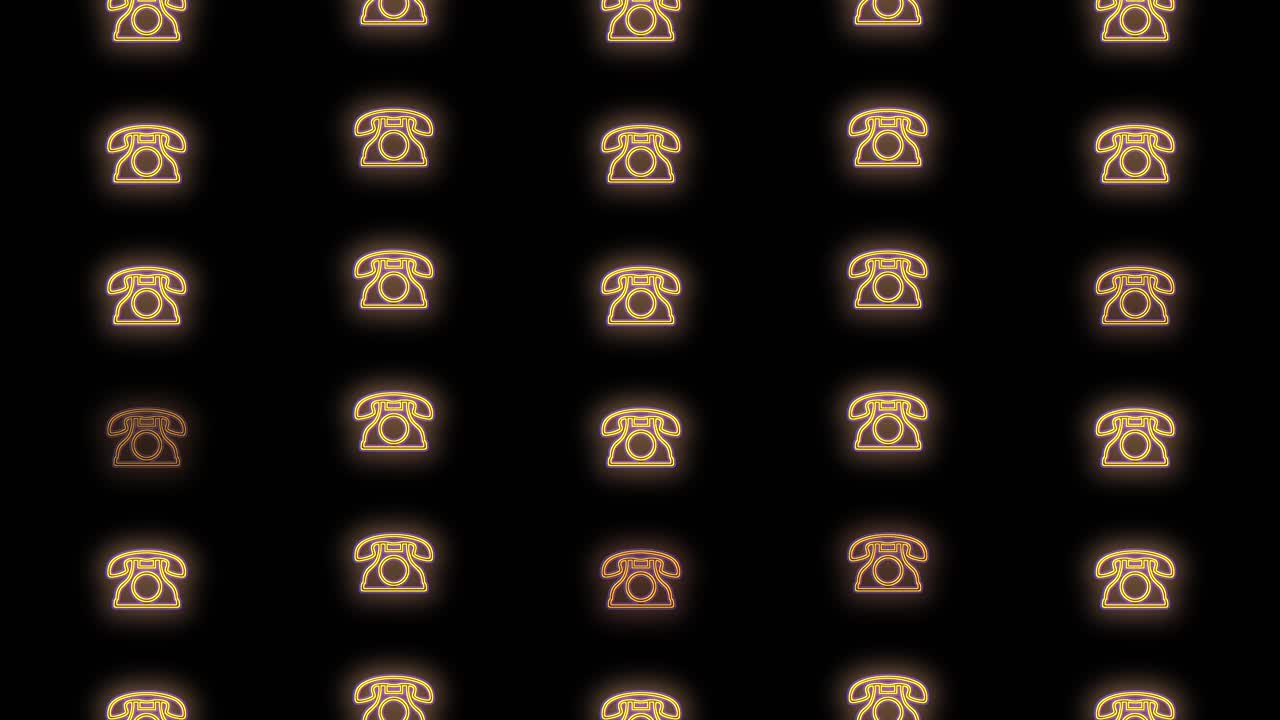 펄싱 네온 노란색 표시등이 있는 빈티지 전화 패턴 2