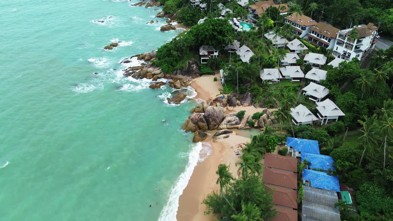 Thailand Koh Samui island beautiful beach travel destination, aerial drone Asia holiday