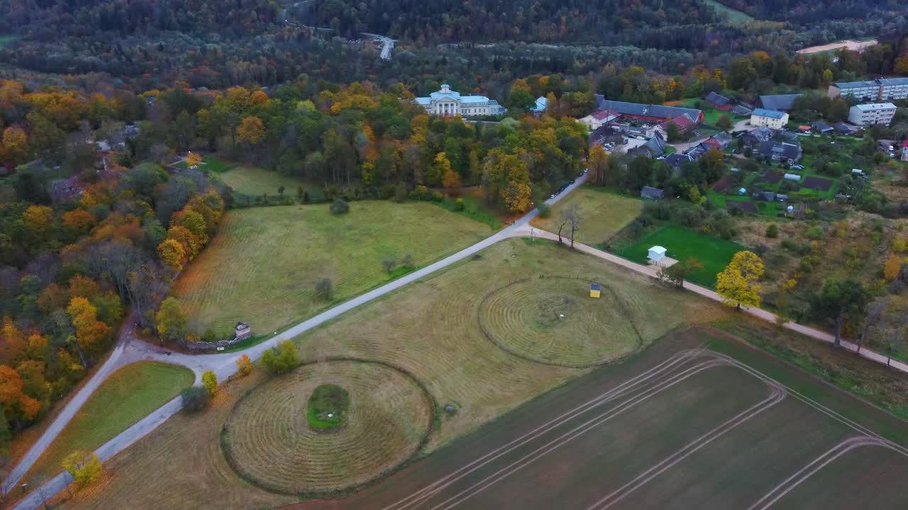 Aerial View of the Krimulda Palace in Gauja National Park Near Sigulda and Turaida, Latvia