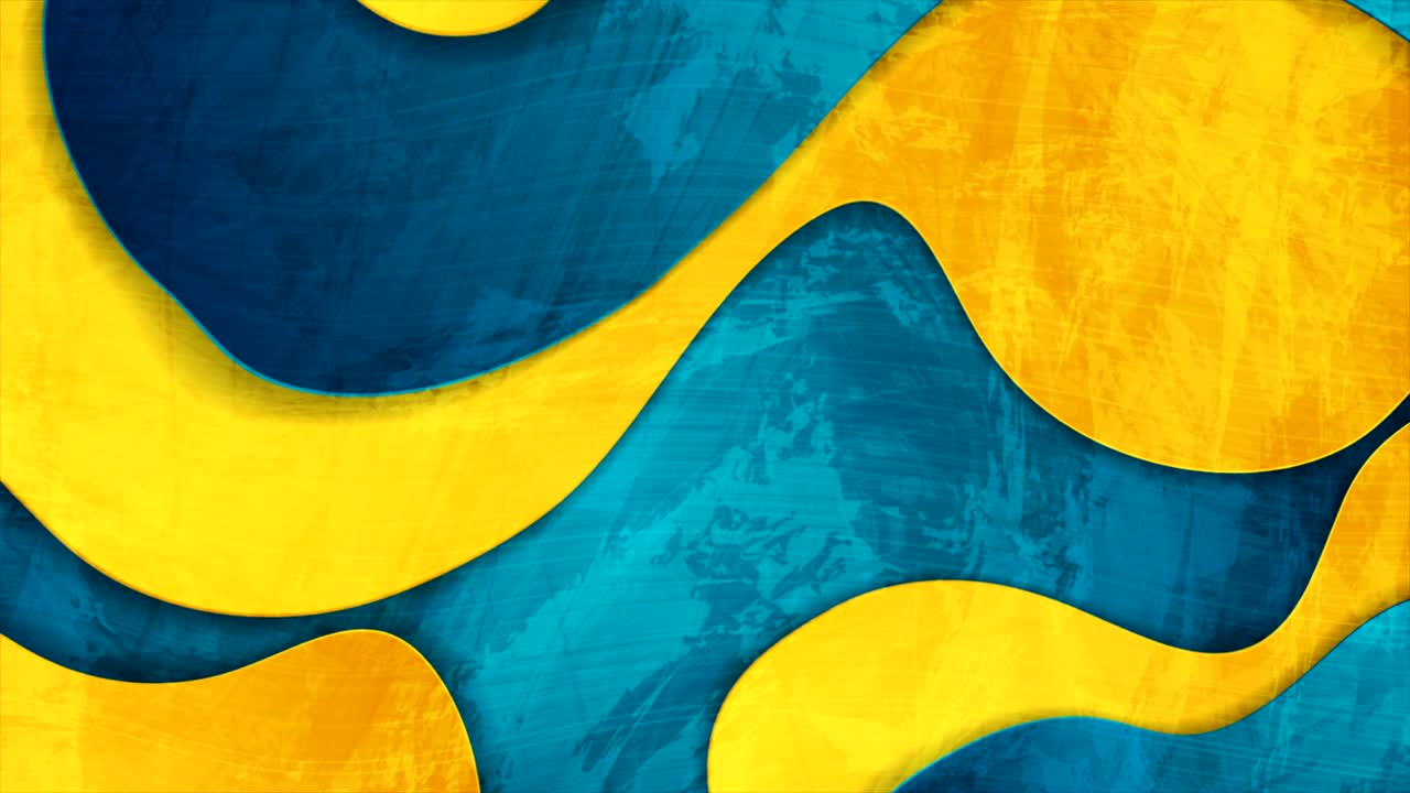 Bright orange and blue grunge waves abstract motion background
