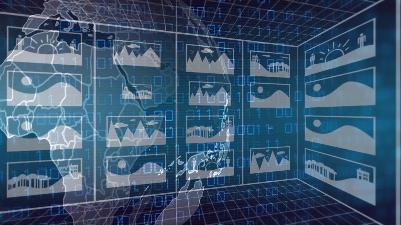 ai 아이콘과 연결된 전 세계에 대한 ai 데이터 처리의 애니메이션