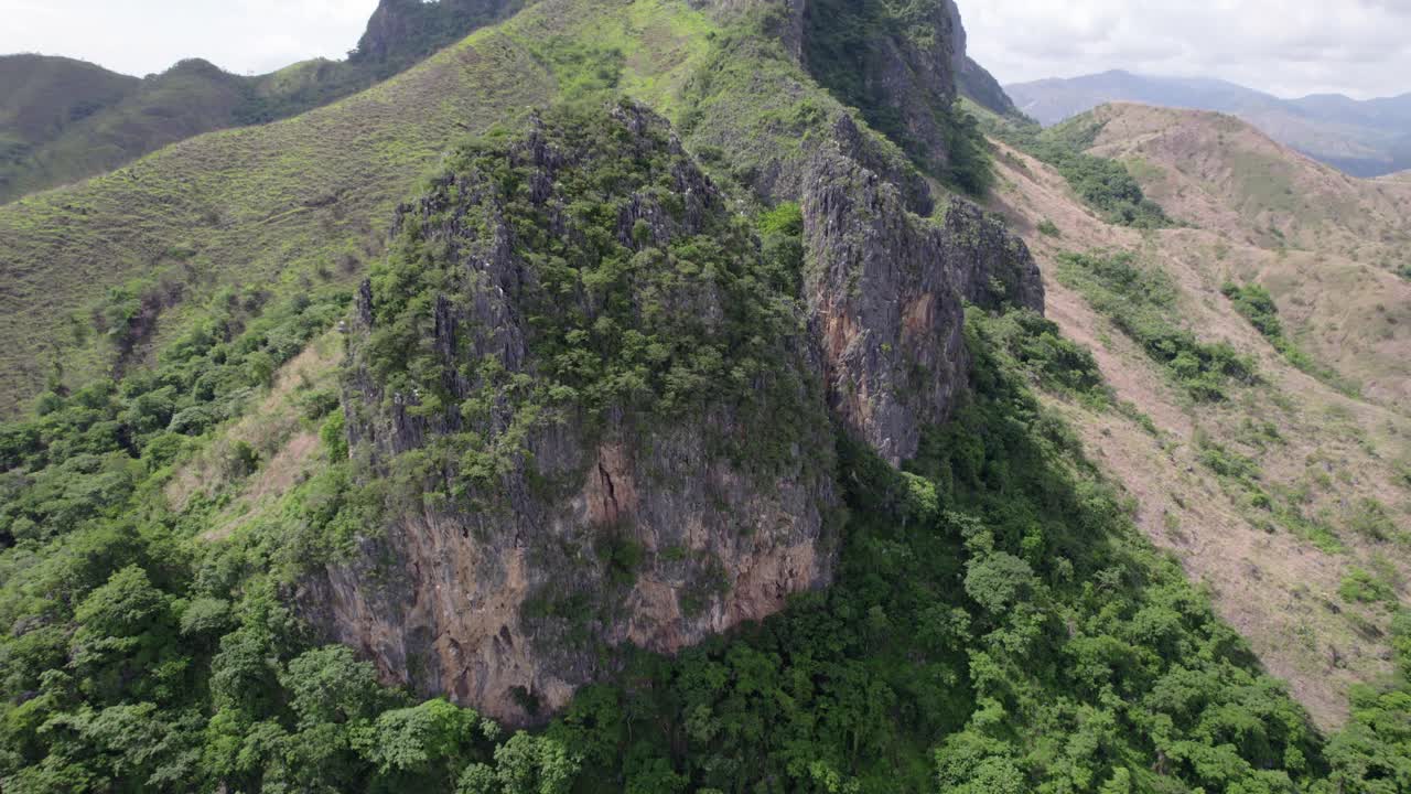 Drone shot Natural Monument bluff Los Morros San Juan, South America Venezuela