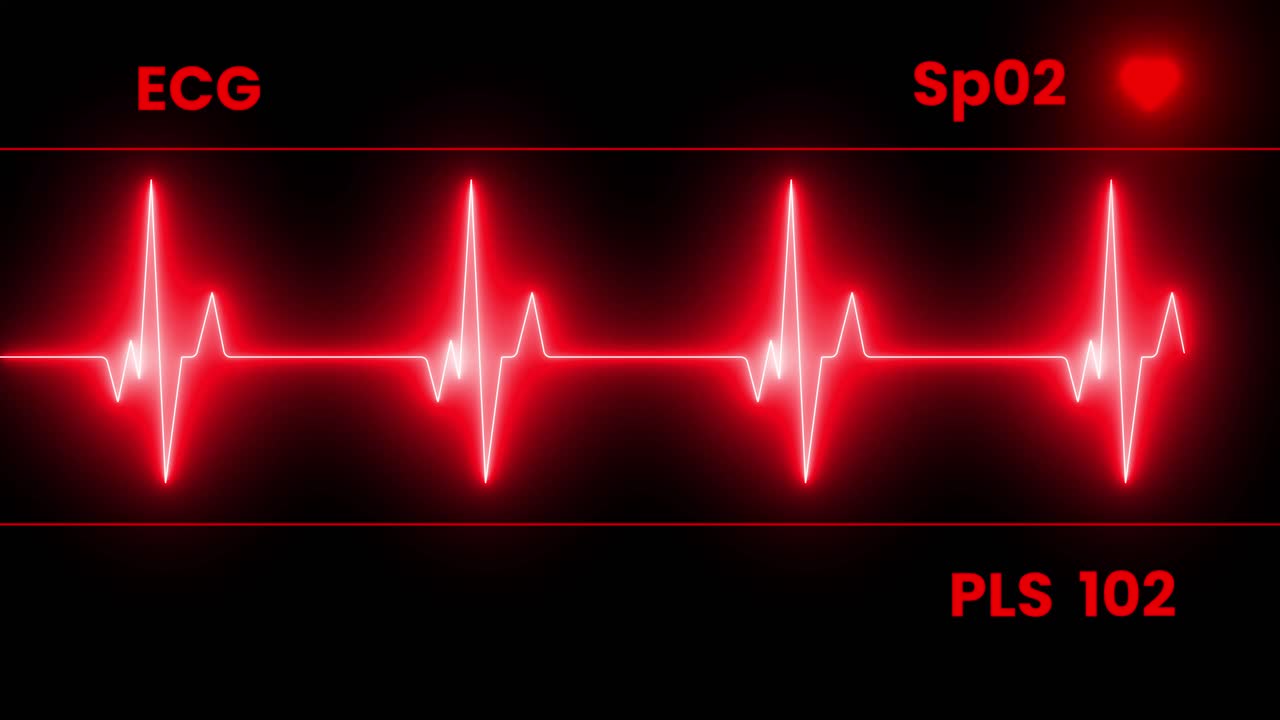 Cardiofrequenzimetro ECG rosso che visualizza le pulsazioni
