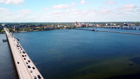 bridge leading to bradenton florida in 4k aerial