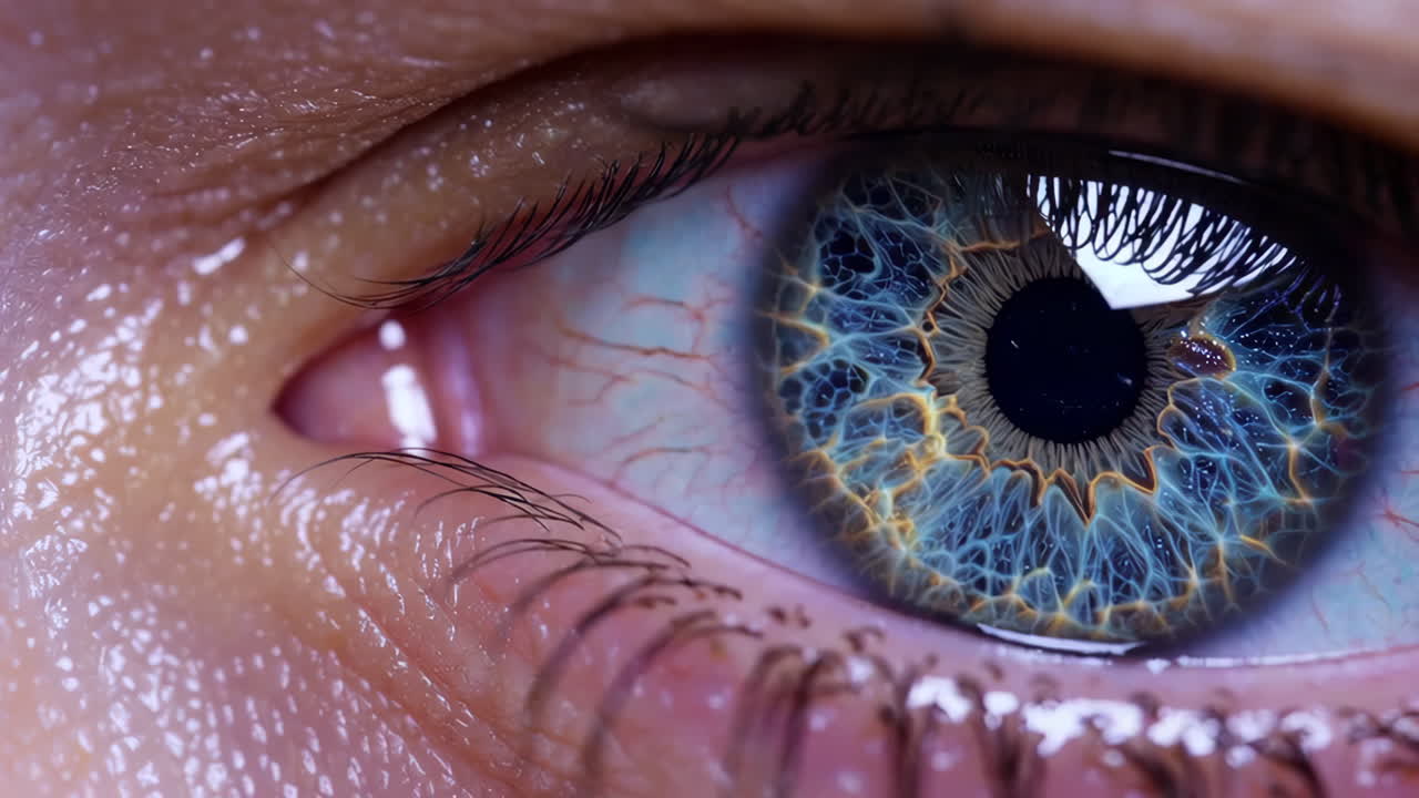 Close-up of a human eye with intricate iris pattern
