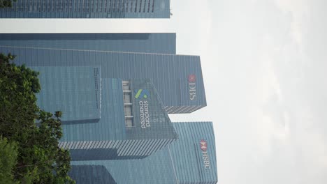 modern skyscrapers with bank logos