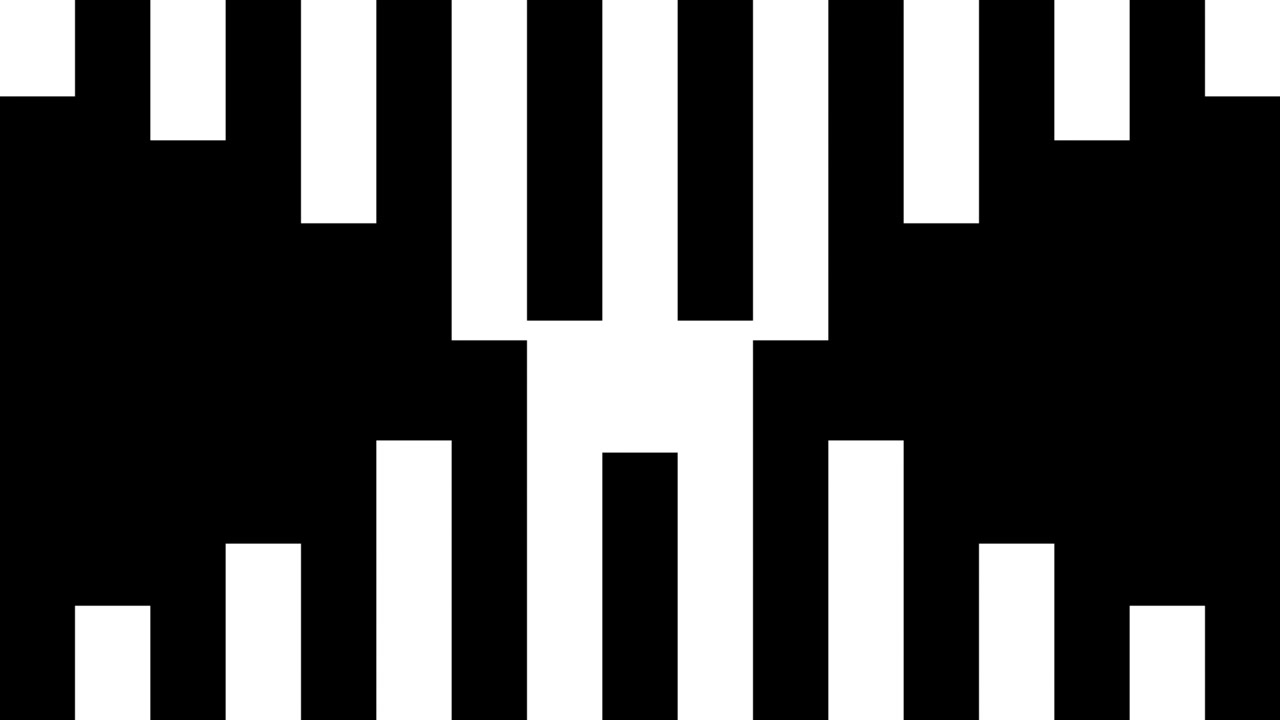 Abstract Geometric Transition with Expanding White Squares on Black Background