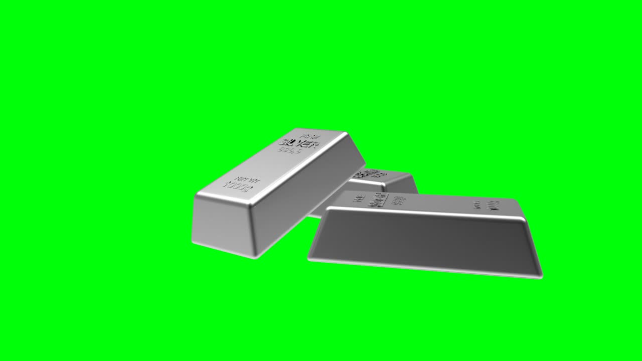 3D animation rotation of silver bars on a green screen. 4K | Premium 影片庫