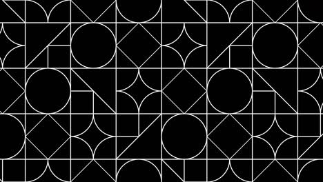 Black geometric shapes with white borders in retro pattern. Simple motion graphic loop animation in flat retro style