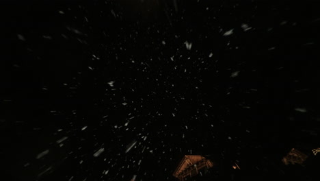 snowy night at mountain chalet