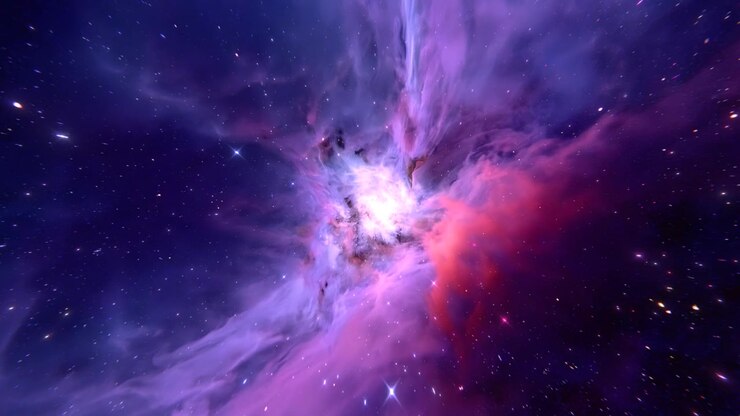 Nebulosa Vibrante Púrpura y Azul del Espacio Profundo con Estrellas Resplandecientes