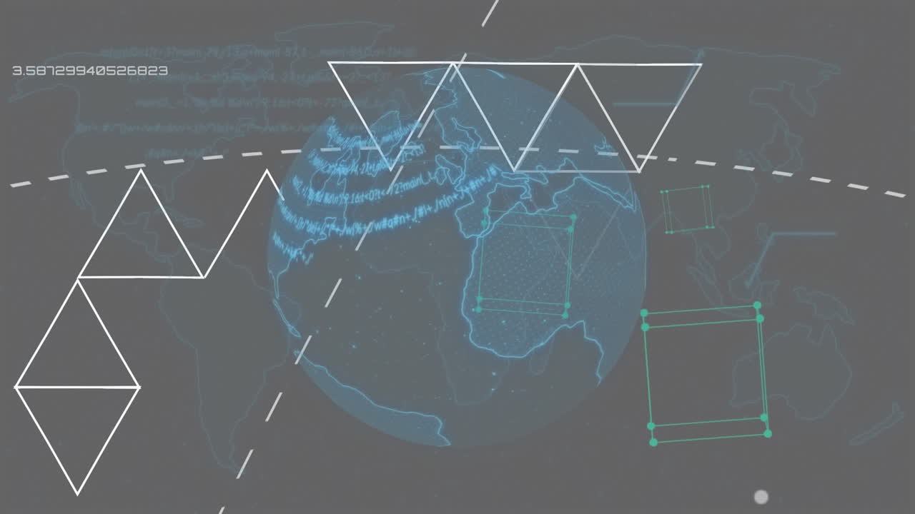 animación del globo con red de conexiones y triángulos