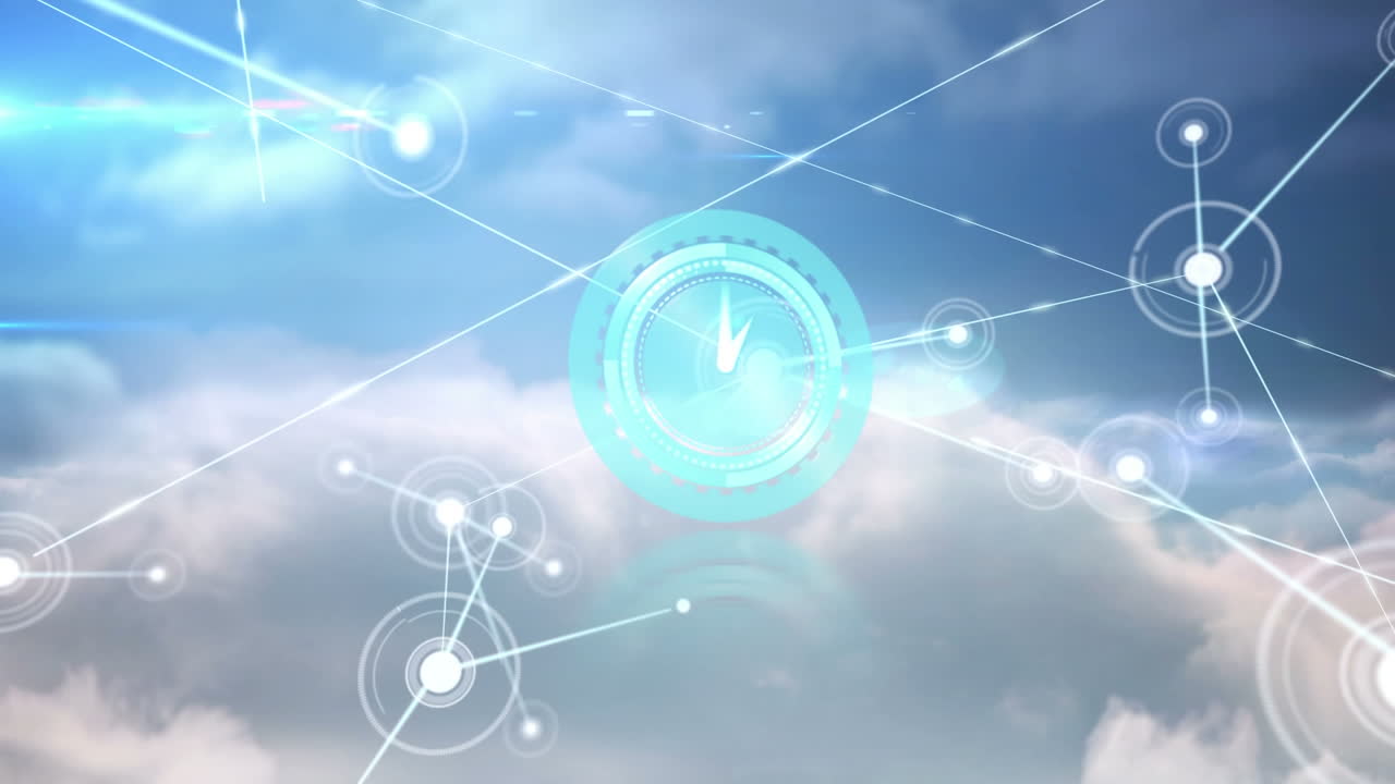 Animation of network of connections over clock moving fast