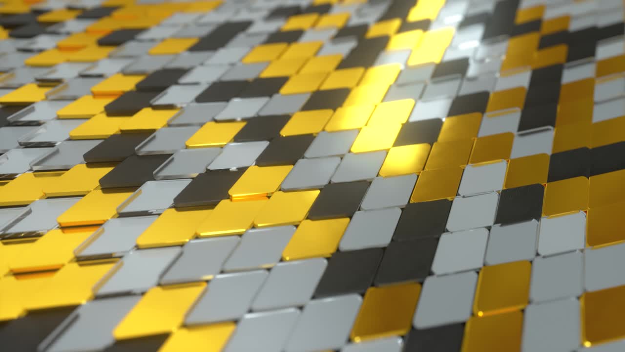 superficie de onda abstracta de formas geométricas. el material es vidrio plástico y oro. bucle sin costura 3d render