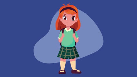 back to school animation with redhead schoolgirl